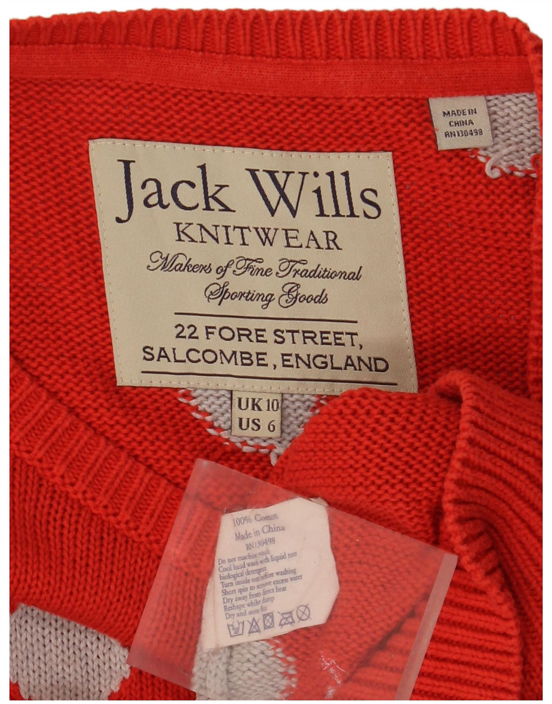 JACK WILLS Pulover cu gât de barcă pentru femei UK 10 Buline roșii mici