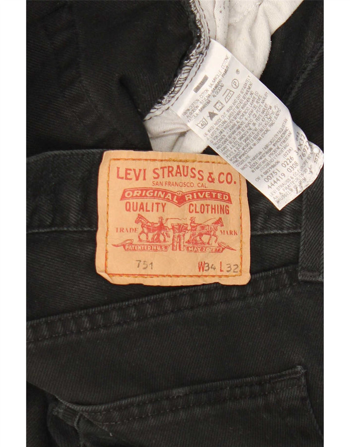 Blugi drepti pentru bărbați Levi's 751 W34 L32 bumbac negru