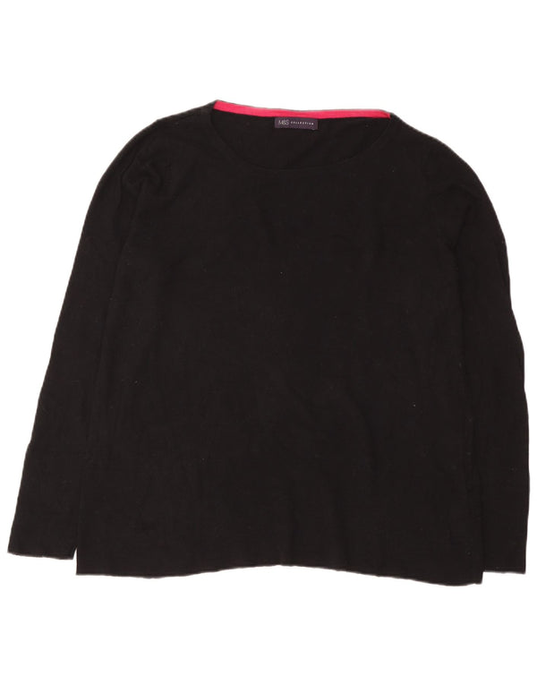 Pulover pentru femei Marks & Spencer, cu gât de barcă, mare, negru, bumbac