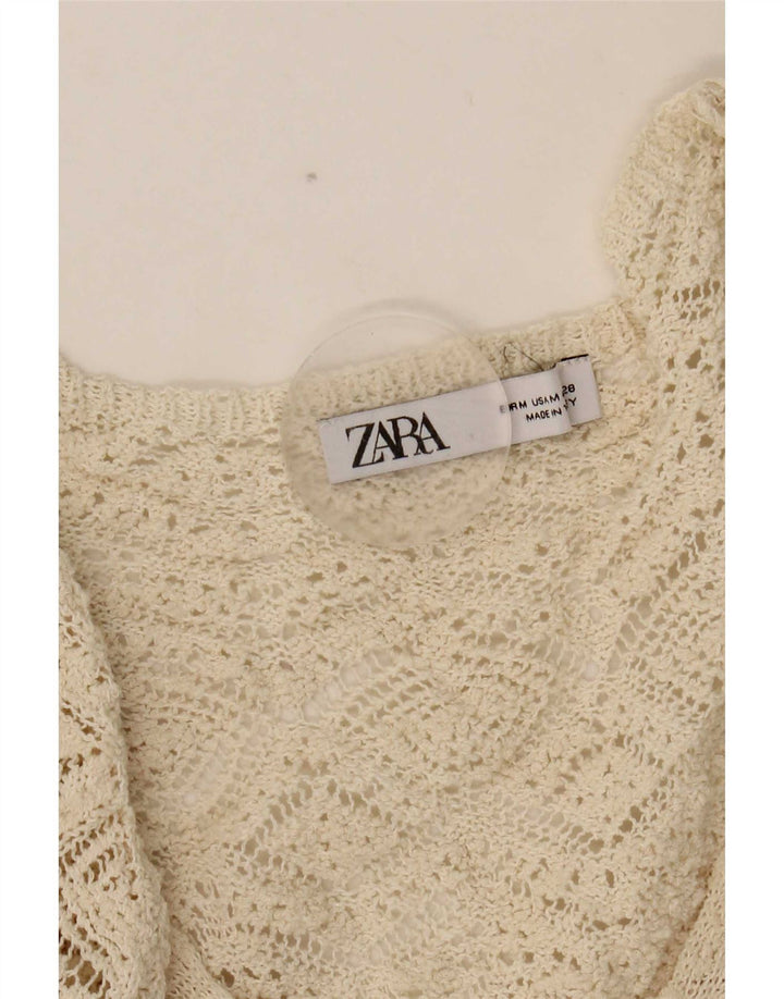 Rochie pulover pentru femei Zara cu maneci 3/4 UK 12 Poliester alb mediu