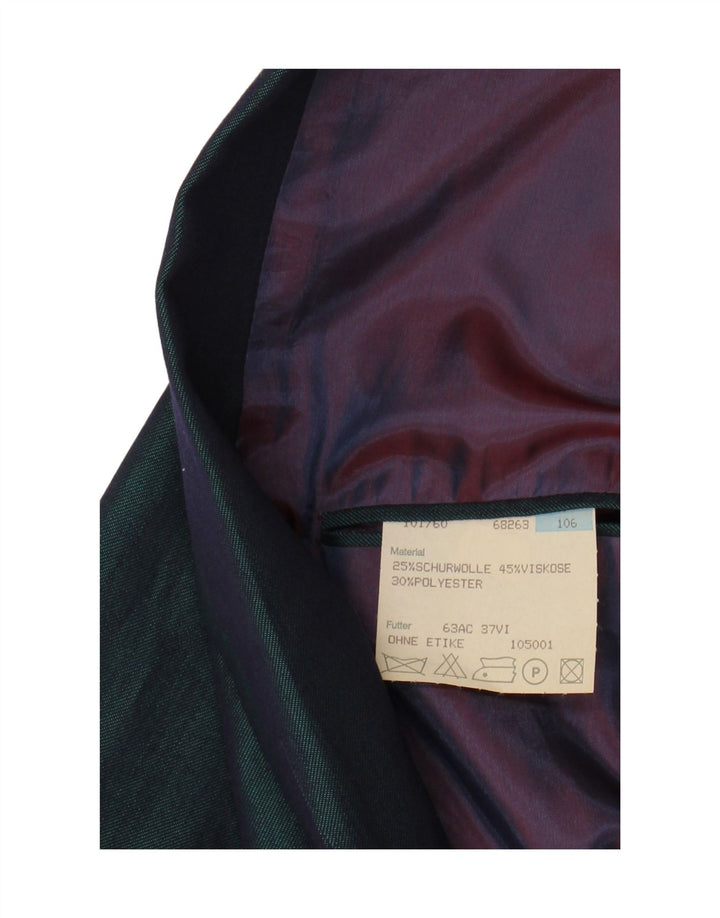 VINTAGE Womens 1 Button Blazer Jacket UK 18 XL Green Wool