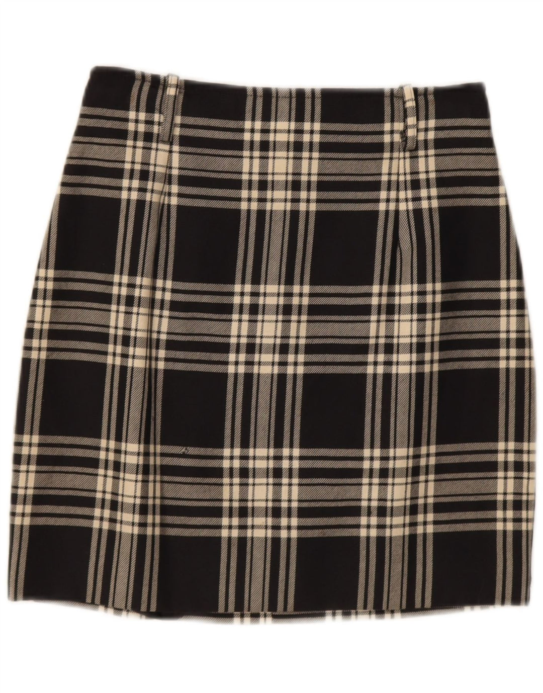 Fusta mini vintage pentru femei IT 42 Medium W28 Lână cu carouri negru