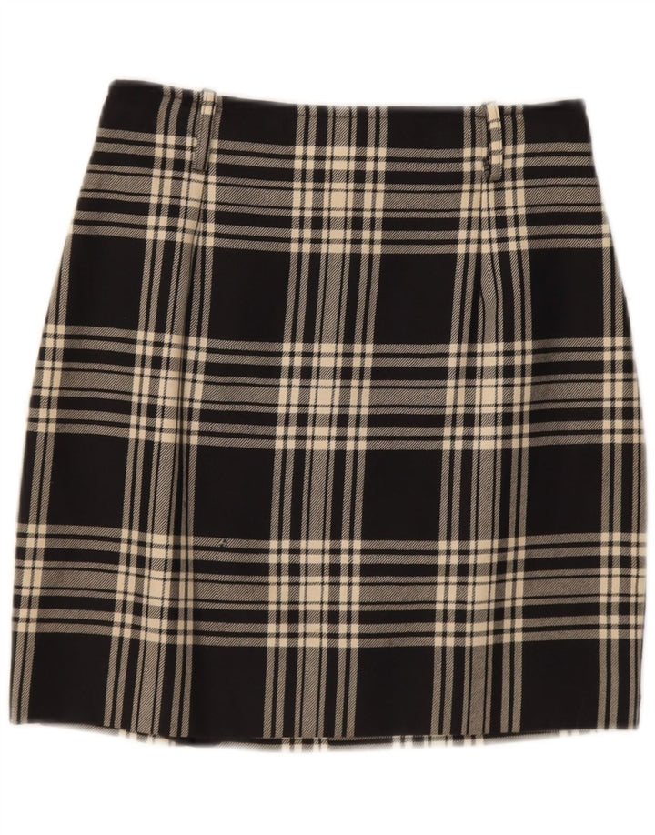 Fusta mini vintage pentru femei IT 42 Medium W28 Lână cu carouri negru