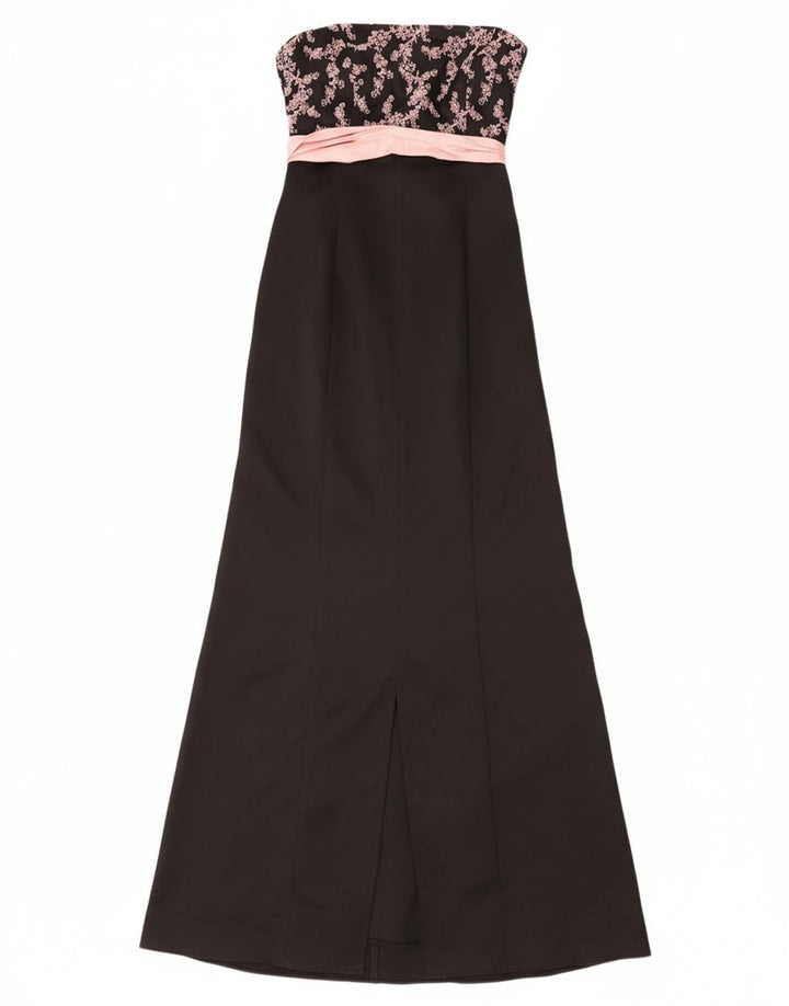 COAST Womens Strapless Dress UK 12 Medium Black Floral Acetate