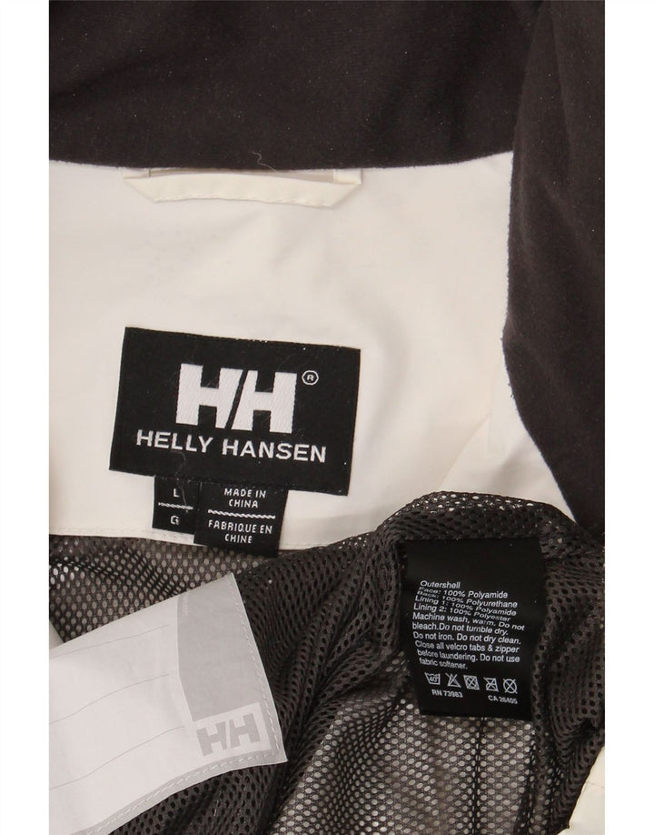 Jachetă de ploaie cu glugă pentru bărbați Helly Hansen UK 40, mare, alb, bloc de culoare