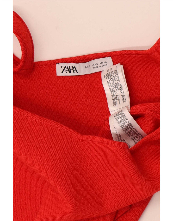 Top Crop pentru femei Zara UK 8 Poliester roșu mic