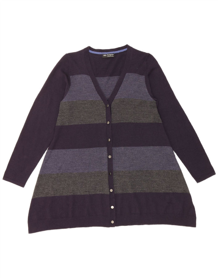 Pulover cardigan pentru femei Marks & Spencer UK 14 Medium bleumarin cu dungi