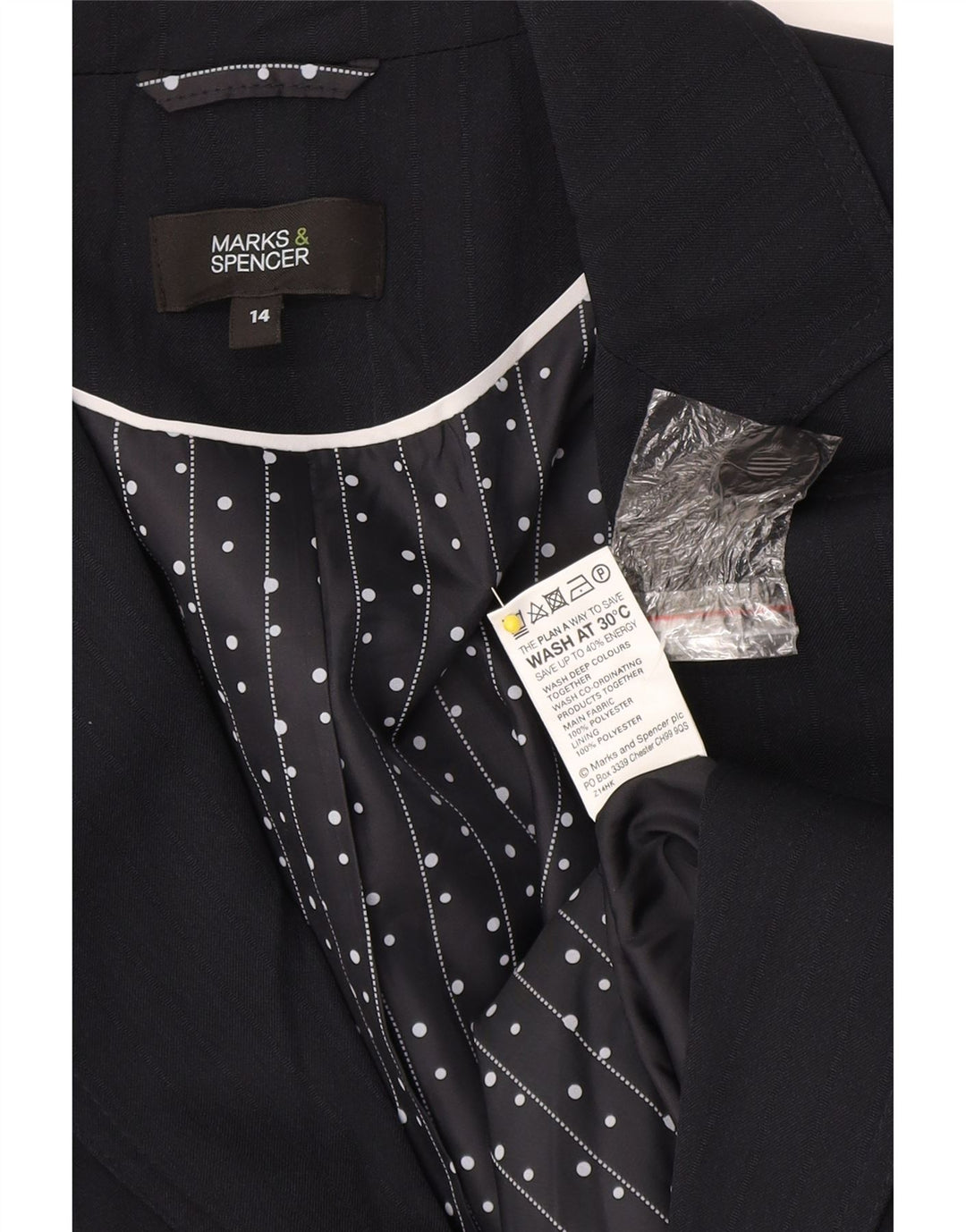 Blazer pentru femei Marks & Spencer UK 14 Medium bleumarin cu dungi