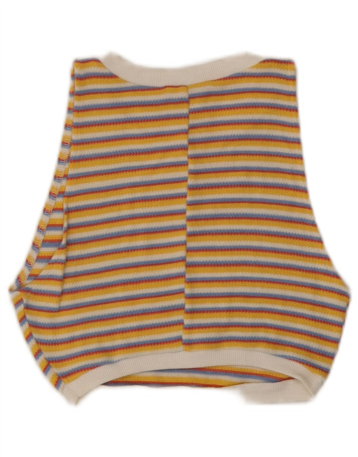 Top crop tricot pentru femei ZARA UK 8 mic cu dungi galbene