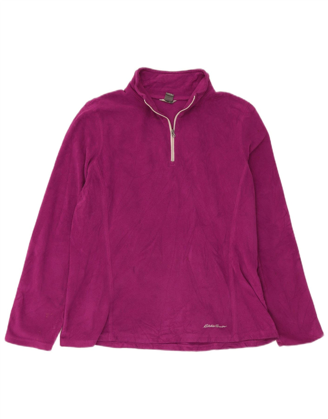 EDDIE BAUER Pulover pentru femeie cu fermoar și gât din lână UK 16, mare, violet, poliester
