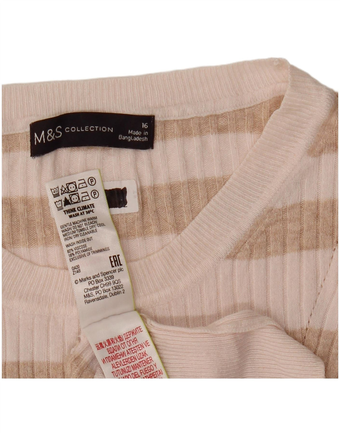 MARKS & SPENCER Pulover cu decolteu scurt pentru femei UK 16 Large Bej