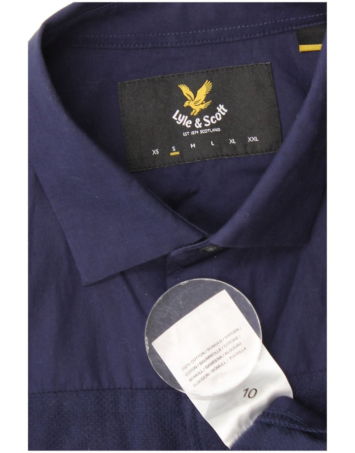 Cămașă cu mânecă scurtă Lyle & Scott pentru bărbați, bumbac, albastru bleumarin