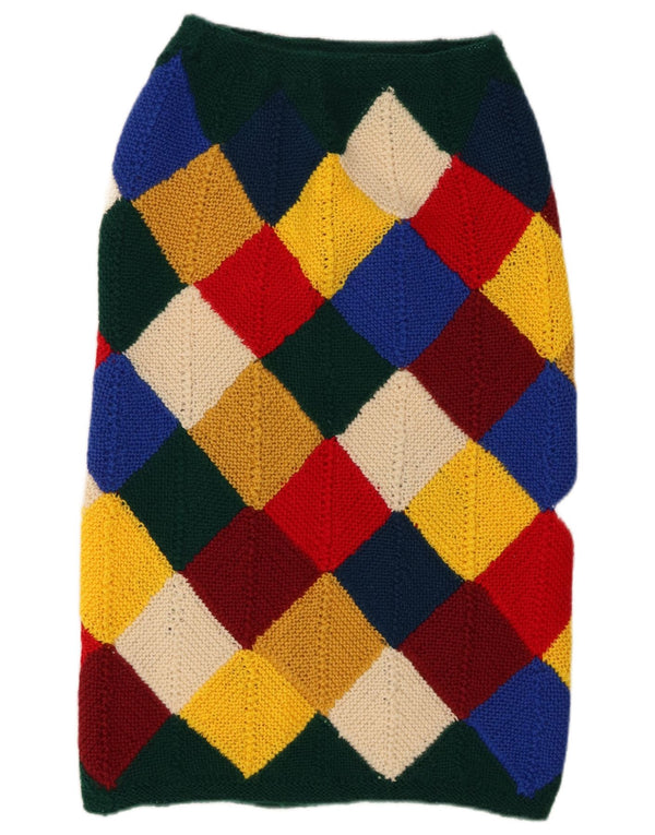 Fusta midi tricot vintage pentru femei W26 Small Multicolor Argyle/Diamond