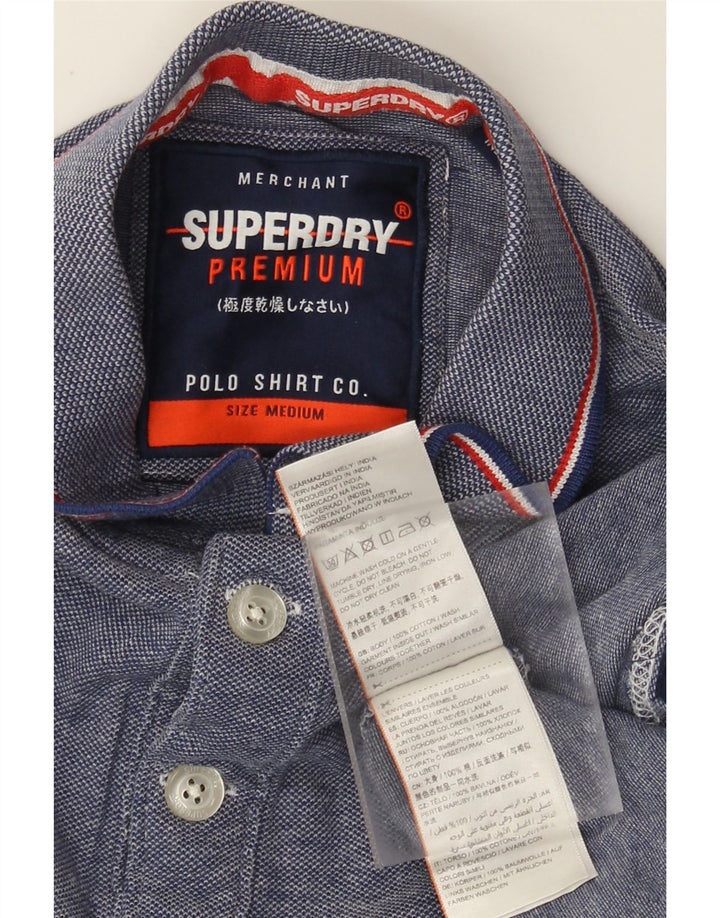 Tricou polo pentru bărbați Superdry, bumbac cu pete albastru mediu