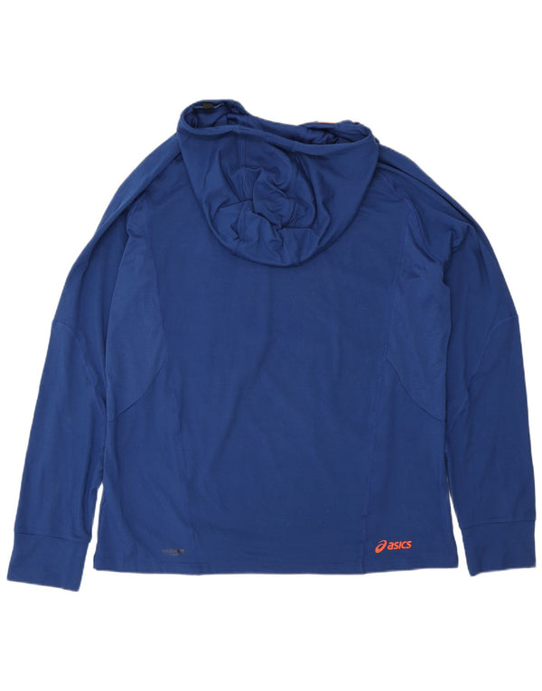 Top cu glugă pentru bărbați Asics cu mânecă lungă XL, poliester albastru
