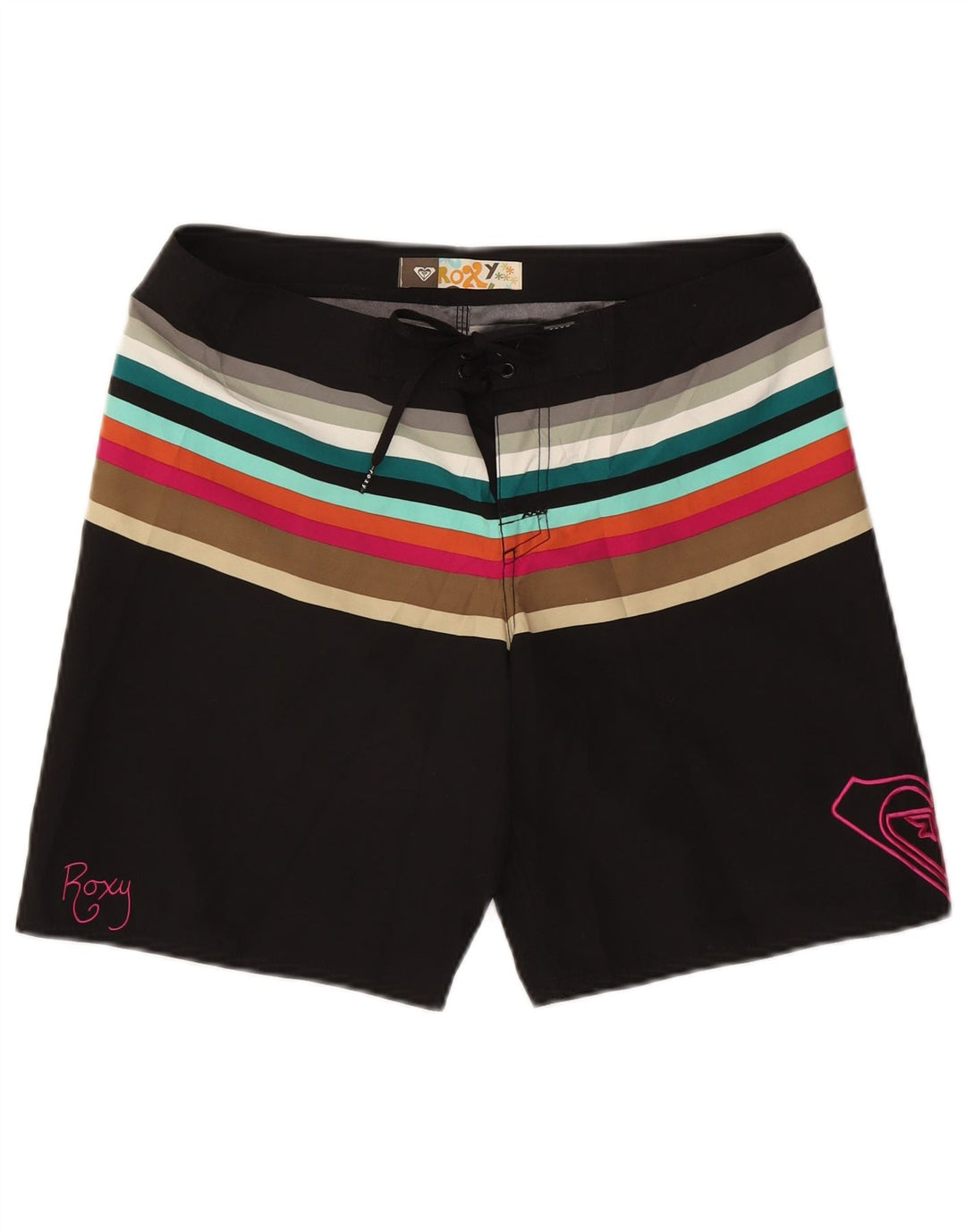 Pantaloni scurți de înot grafic Roxy pentru bărbați, medii, negru, în dungi