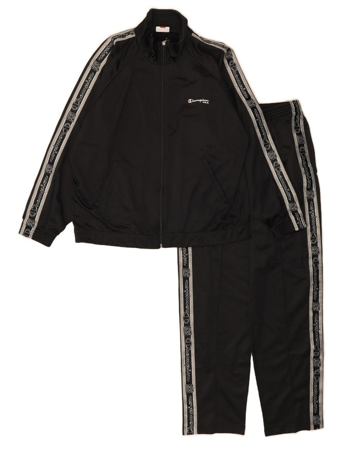 CHAMPION Mens Graphic Full Tracksuit Medium Black Polyester Vintage Champion and Second-Hand Champion from Messina Hembry 
