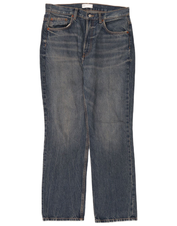 Blugi drepti pentru femei Zara EU 44 XL W34 L32 Albastru
