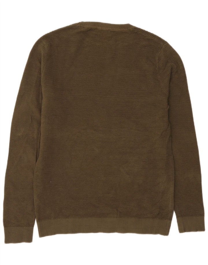 Pulover Jack & Jones pentru bărbați, cu gât crew, bumbac mediu kaki