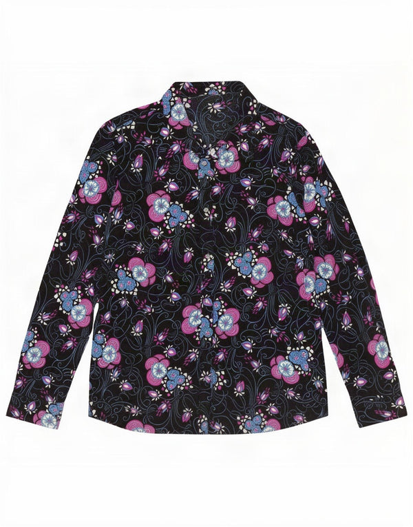 Bluză vintage cămașă cu mânecă lungă pentru femei UK 16 mare, multicoloră, florală