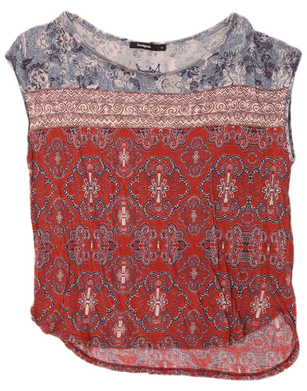 Bluză fără mâneci pentru femei Desigual UK 14 Bumbac Paisley Roșu Mediu