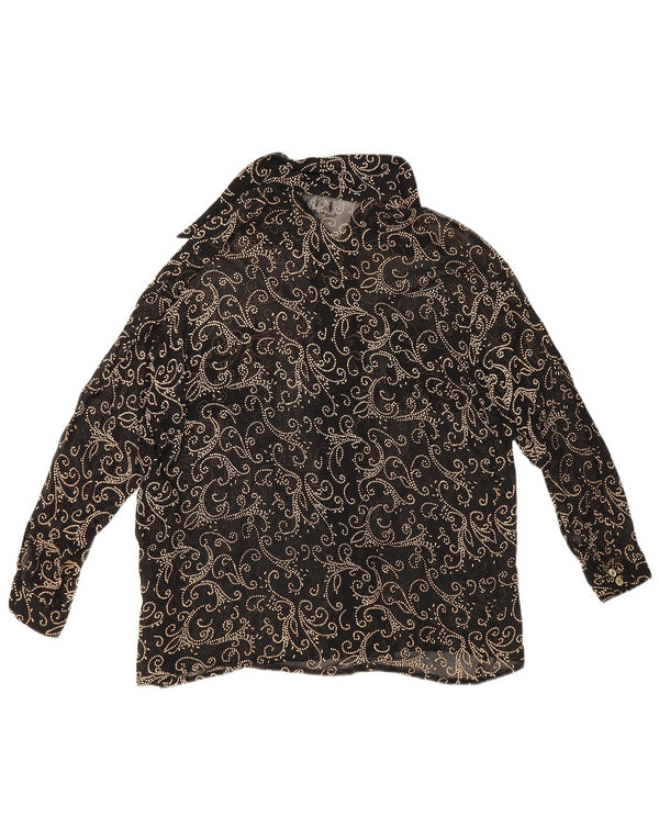 Bluză vintage cămașă largi pentru femei EU 40 Medium Black Paisley
