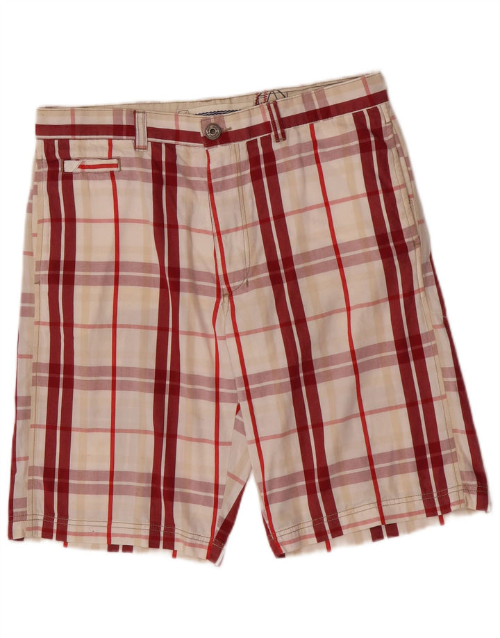 Murphy & Nye Pantaloni scurți chino pentru bărbați W34, bumbac în carouri roșii mari