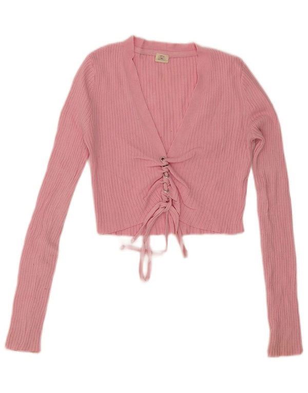 Pulover cardigan crop pentru femei Urban Outfitters UK 6 XS Viscoză roz
