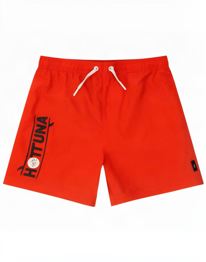 Hot Tuna Mens Graphic Swimming Shorts Poliester roșu mediu