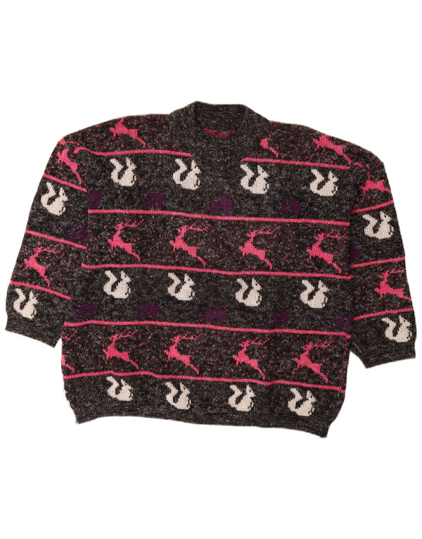 VINTAGE Pulover cu gât țestoasă pentru femei UK 18 XL cu dungi negre