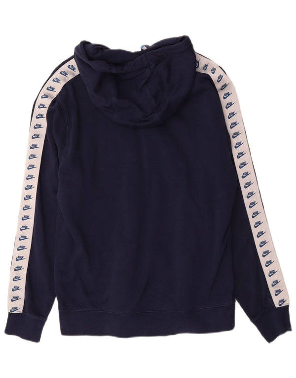 Pulover Nike pentru bărbați cu glugă grafică, mic, albastru bleumarin, bumbac color bloc