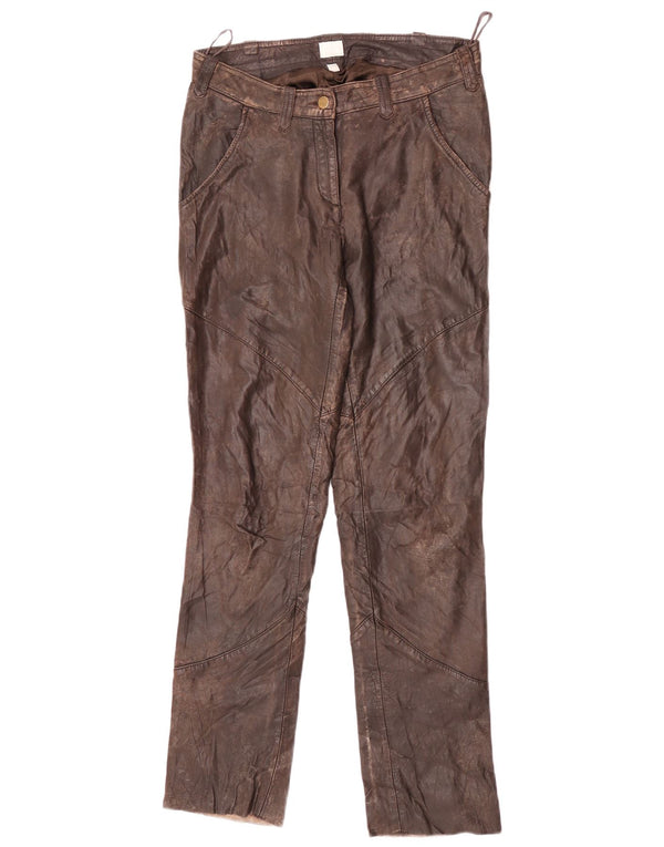 Alba Moda Womens Slim Leather Trousers EU 36 Small W26 L32 Brown