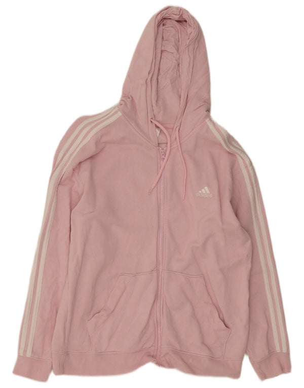 Adidas Womens Zip Hoodie Sweater UK 18 XL Pink Cotton