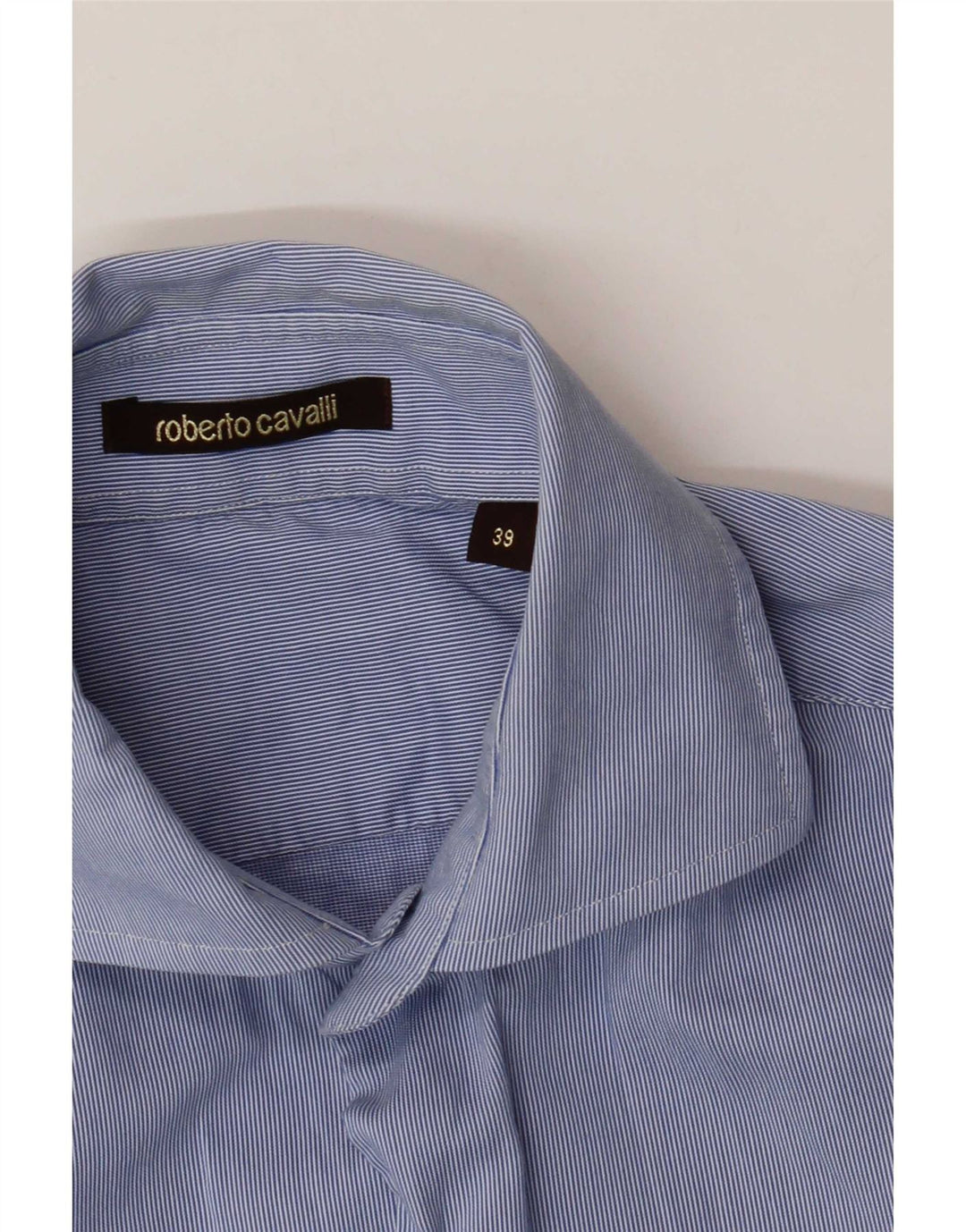 Cămașă pentru bărbați Roberto Cavalli Mărimea 39 Medium Blue Pinstripe