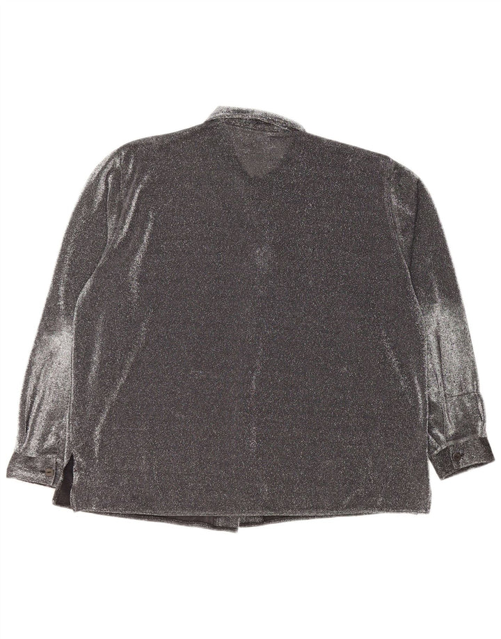 Bluză cămașă supradimensionată pentru femei VINTAGE UK 16 Poliester mare negru cu pete