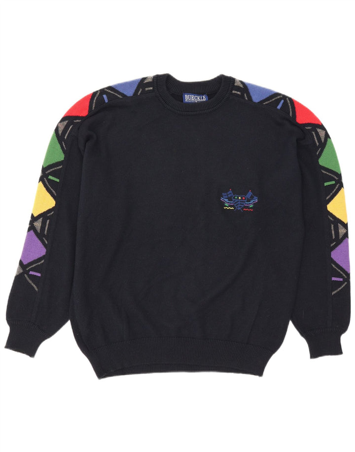 Pulover pentru bărbați Bueckle cu gât roșu IT 48 Medium Bleumarin Geometric