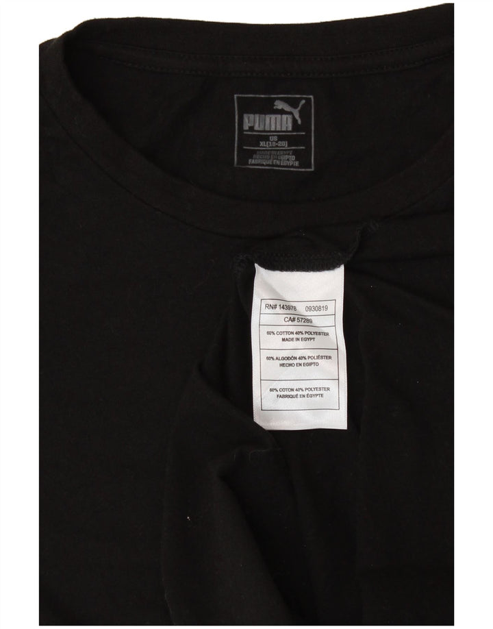 Top grafic PUMA pentru fete cu mânecă lungă 15-16 ani XL bumbac negru