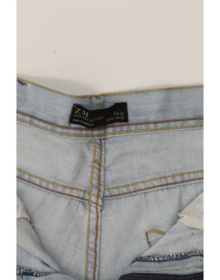 Blugi drepți pentru bărbați Zara EU 42 Large W32 L32 Albastru