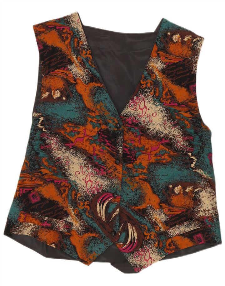Vestă vintage cu model abstract pentru femei UK 14 Medium Multicolor