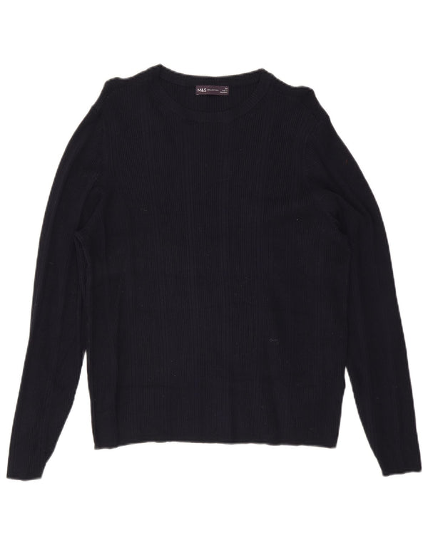 Marks & Spencer Womens Boat Neck Jumper Sweater UK 22 3XL Navy Blue Viscose