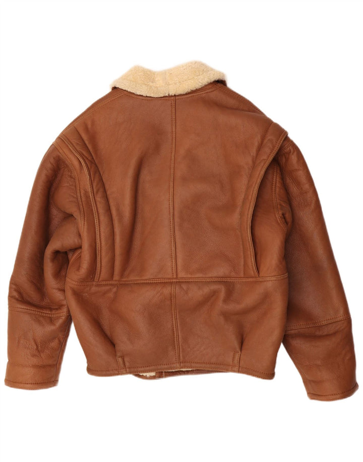 Jachetă vintage pentru bărbați din shearling IT 48 Maro Mediu