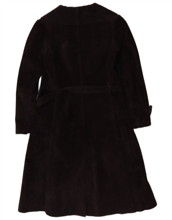 Palton din shearling vintage pentru femei UK 10 Mic din piele neagră