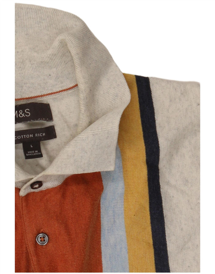 Tricou polo pentru bărbați Marks & Spencer, bumbac cu dungi gri mari