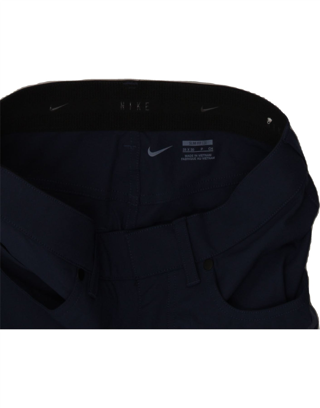 NIKE Womens Slim Fit Casual Trousers W28 L30 Navy Blue Polyester Vintage Nike and Second-Hand Nike from Messina Hembry 