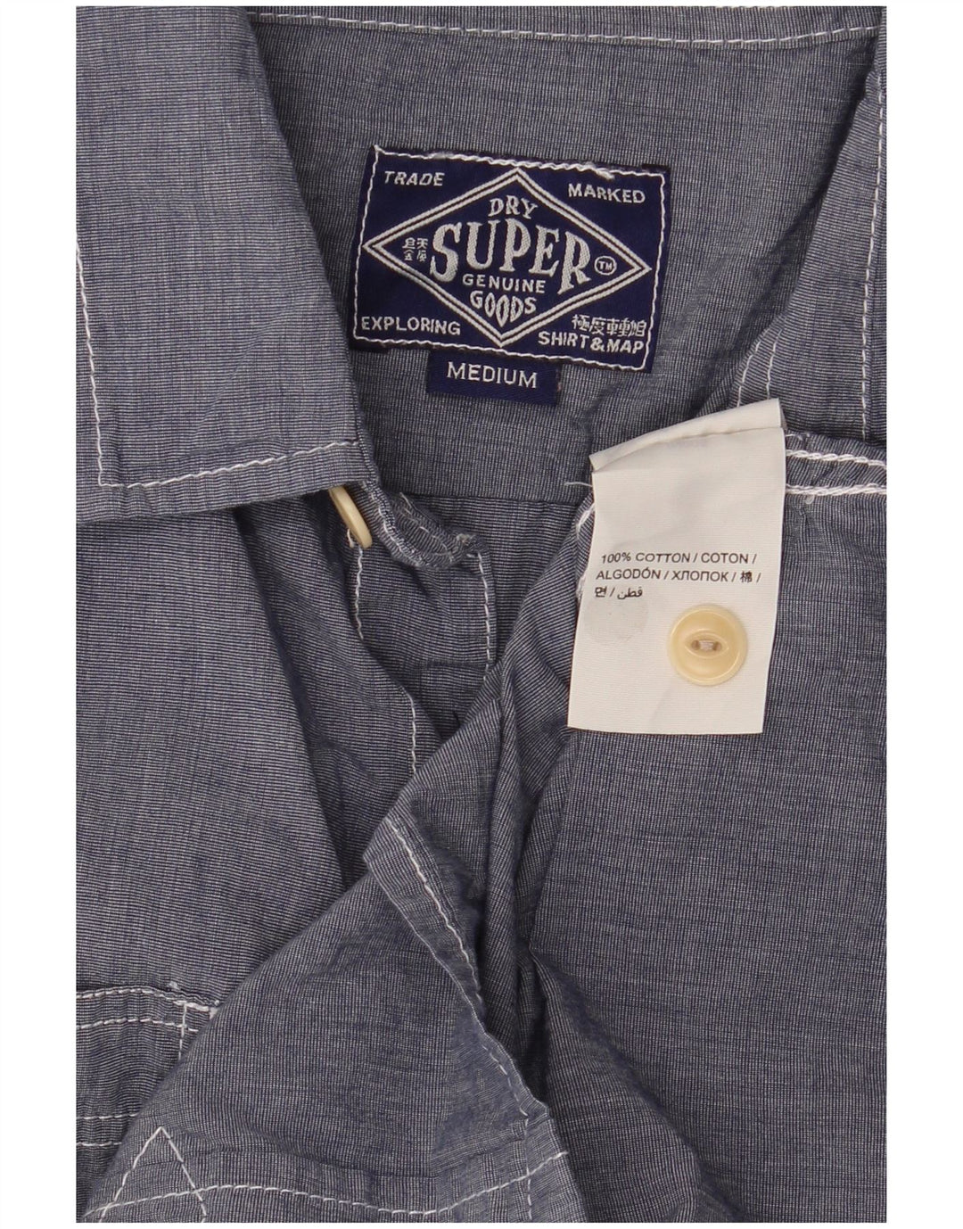 Cămașă pentru bărbați Superdry, bumbac albastru mediu