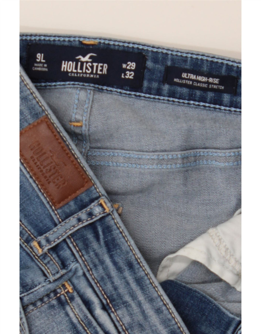 Blugi skinny învechiți pentru femei HOLLISTER US 9 Medium W29 L32 Bumbac albastru