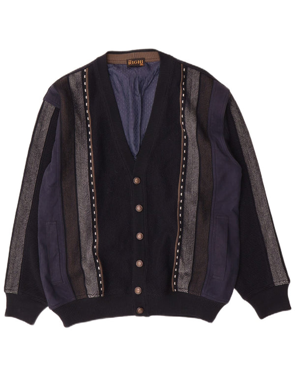 Cardigan Vintage pentru bărbați, mare, bleumarin, cu dungi