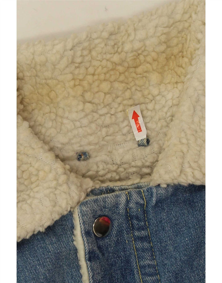 Jachetă din denim Sherpa pentru bărbați vintage UK 38, albastru mediu