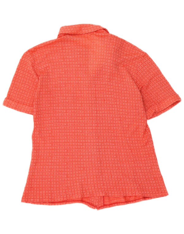 Bluză cămașă cu mânecă scurtă pentru femei Vintage UK 14 Medium Red Geometric