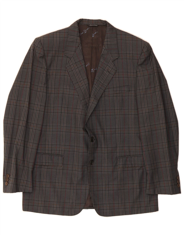 PIERRE CARDIN Mens 2 Button Blazer Jacket IT 52 XL Grey Check Wool Vintage Pierre Cardin and Second-Hand Pierre Cardin from Messina Hembry 